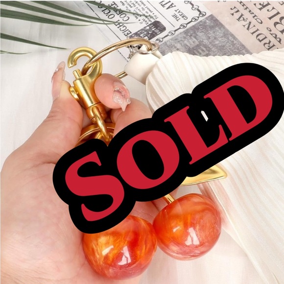 Cherry keychain Accessories - Rare Gold and orange Cherry Keychain